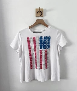 Studio Works The Studio Tee American Flag T-shirt Petite Women's Large - Picture 1 of 6