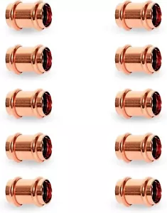 Propress Fitting Copper Coupling 3/4” Zero Lead Copper Coupling with Stop - Picture 1 of 12