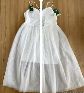 NEU Halara Cocktailkleid XL Weiß Tüll Mini Midi Brautkleid Standesamt - Bild 1 von 7