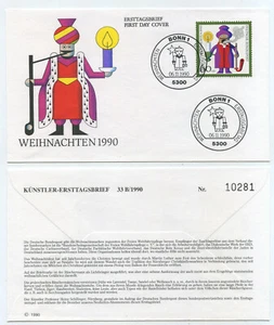 62179 - Mi.Nr. 1485 - FDC - Bonn 6.11.1990 - Weihnachten: Räuchermännchen - Bild 1 von 1
