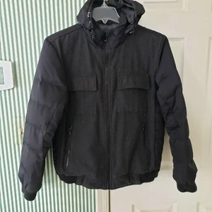 Express Men Quilted Down Fill Back Puffer Winter Bomber Hooded Jacket M NWOT - Picture 1 of 7
