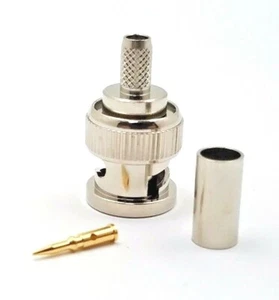 2pcs RF Connector BNC Male Crimp Nickel Plated Body Gold Pin RG58 LMR195 - Picture 1 of 1