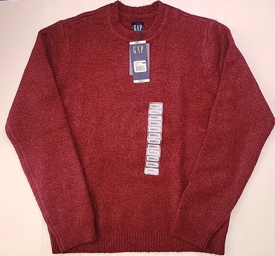 Gap Men's Acrylic Blend Sweater Shirt Small Crew Neck Zinfandel Burgundy