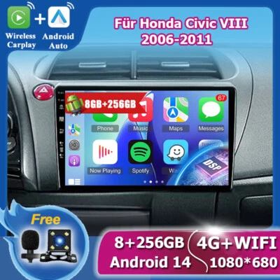 Android 14 Für Honda Civic VIII 2006-2011 Autoradio Navi RDS CarPlay DAB+8+256GB - Bild 1 von 4