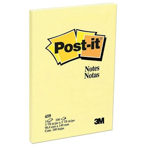 Post-it 659 Post-it Notes, 3-7/8 x 5-7/8", Canary Yellow, 1 Pad - Picture 1 of 1