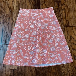 Eddie Bauer Womens Size 4 Linen Blend Floral Skirt A Line Modest 24” Length - Picture 1 of 7