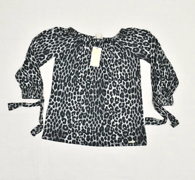 NUEVA Blusa Michael Kors Mujer Guepardo Mezcla Algodón Negra Talla XS Gunmetal Foto 1 de 4
