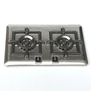 1:12 Scale Dolls House Miniatures Metal Dual Burner Gas Stove Kitchen Accessory - Picture 1 of 5