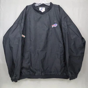 VTG Buffalo Bills Jacket Logo Athletic NFL Adult 2XL Black Windbreaker Pullover - Picture 1 of 8