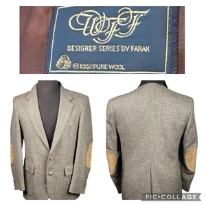 40S Wff Farah USA Herren Vintage 2 Knopf Wolle Tweed Blazer Sport Mantel Moosbraun - Bild 1 von 12