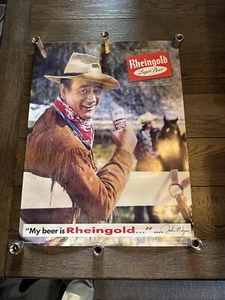 Raro-Rheingold Lager Beer John Wayne Póster Anuncio (18x24) ¡Nuevo! - Imagen 1 de 2