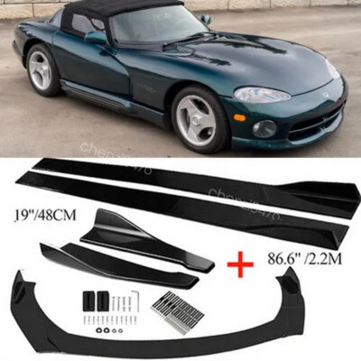 Front Bumper Lip Spoiler Side Skirt For Dodge Viper 01-17 Body Kits Gloss Black Foto 1 de 4