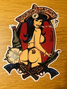 PIN UP MEXICAN GIRL Aufkleber Sticker Guns Tattoo Hot Rod Old School Amigo Pu062 - Bild 1 von 2