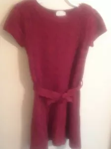 Crazy 8 Girls Sz S 5-6 Knit Sweater Dress Red Front Tie Belt Short Sleeves EUC - Picture 1 of 7