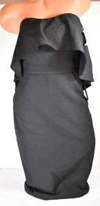 Women's Chelsea28 Ruffle Strapless Stretch Crepe Sheath Black Dress Sz. 10 NWT - Picture 1 of 8