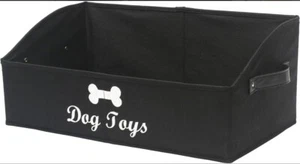 Dog toy box pet toy storage shallow baskets large- black - Picture 1 of 4