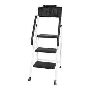 3 Step Non-Slip Stool Ladder with Handrails 500 lbs folding Attachable Tool Bag - Picture 1 of 7