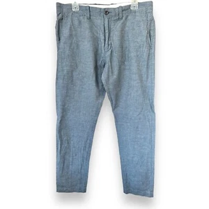 J. Crew Linen Blend Slim Pants sz 34 Mens Blue White Baird McNutt Irish Linen - Picture 1 of 11