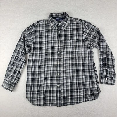 Camisa de vestir Polo Ralph Lauren para hombre XL gris oscuro a cuadros sarga de lujo abotonada Foto 1 de 4