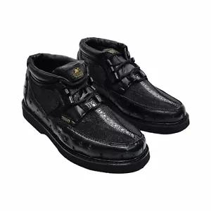 Men's Genuine Stingrey/Ostrich Print Leather Shoes Zapato Mantarraya/Aveztruz - Picture 1 of 6