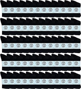 36 PK Kids Premium Cotton Crew Socks Black Size 4-6 (Boys Crew Sock) - Picture 1 of 7