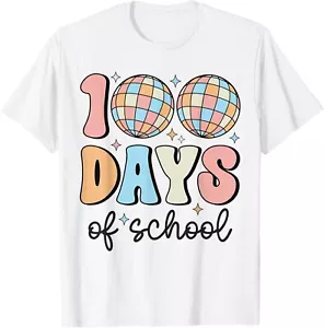 100 Days Of School Teacher Kids 100th Day Of School Retro Gift Unisex T-Shirt - Picture 1 of 4