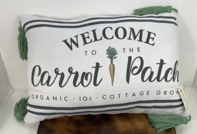 Decorative Pillow Welcome To The Carrot Patch Home Decor Size 16"x11.5" New - Image 1 of 3