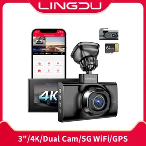 4K+1080P Dash Cam WiFi GPS 24H Parking Night Vision Dash Camera w/ 64GB TF Card - Picture 1 of 13