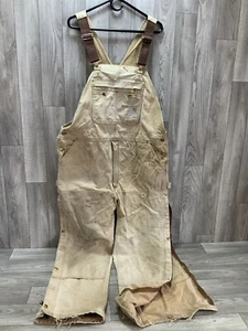 Carhartt Latzhose 42x29 Faded Tan R37BRN Loose Fit Duck Zip To Thigh Bib ungefüttert - Bild 1 von 24