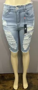 Pantalón capri de cintura alta de zorro rojo rasgado talla mediana - Imagen 1 de 8
