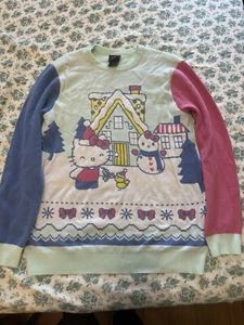 Sanrio Hello Kitty Snowy Town Holiday Sweater - BoxLunch Exclusive M Xmas - Picture 1 of 4