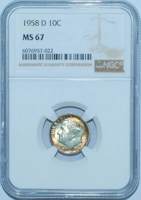 1958 D NGC MS67 Roosevelt Silver Dime - Image 1 of 2