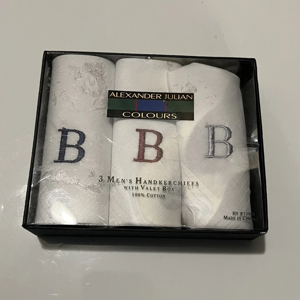 Pañuelos Alexander Julian Colores 3 Hombre Blanco "B" 100% Algodón en Caja Foto 1 de 3