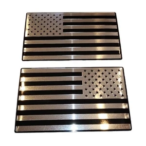Emblema de calcomanía para automóvil camión de 3""x5"" negra y cromada izquierda y derecha aluminio bandera estadounidense - Imagen 1 de 3