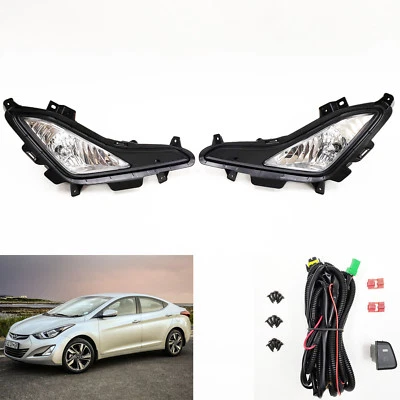 Kit de luces antiniebla de lente transparente para Hyundai Elantra 2014-2016 con bisel interruptor bombilla cable Foto 1 de 4