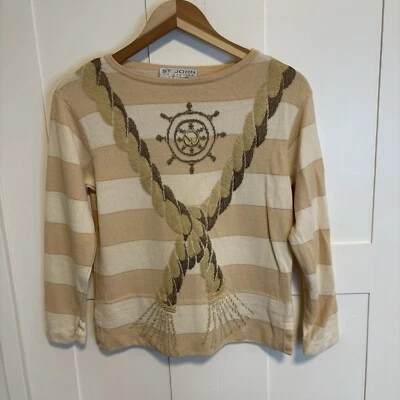 Suéter Vintage Colección St. John Marie Gris Talla Pequeña Santana Tejido Náutico Foto 1 de 4