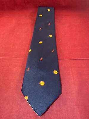 Vintage Shell Oil Australia Advertising Neck Tie NWOT Navy Blue TEE DEE Branded - Image 1 of 4