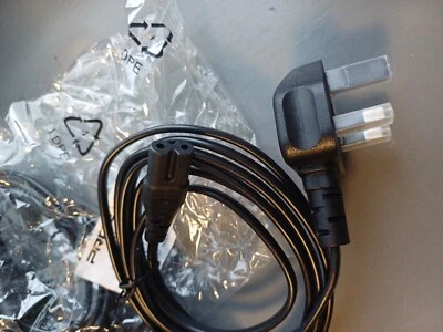 1x UK Plug Mains Lead TV Power Cable 2 Pin C7 For Playstation PS4 Xbox 2m - Image 1 of 2