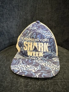 Vineyard Vines Shark Week Blue White Mesh Snap Back Trucker Hat Cap Boys Youth - Picture 1 of 6