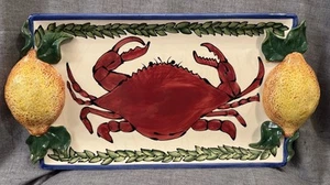 Crab Lemon Platter Becca Signature Collection Summer Party EUC - Picture 1 of 7