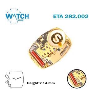 ETA 282.002 Swiss Made Watch Movement, Without Stem, 2 Hands, Height 2.14 mm - Picture 1 of 2