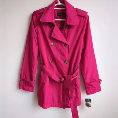 Lauren Ralph Lauren Women's Petite Double Breasted Taffeta Trench Coat Pink PM - Image 1 of 4