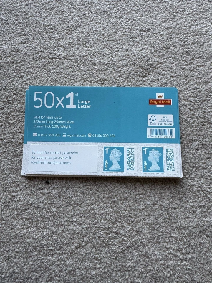 Royal Mail 1st Class Large Postage Stamps - Pack of 50 (BBSL1) - Image 1 of 1