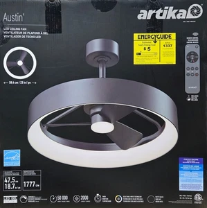 Artika Austin Chandelier LED Ceiling Fan Light w/ Remote Control Matte Black - Picture 1 of 4