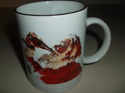 Taza/taza de café vintage Coca-Cola taza de Navidad con Santa Claus 10 oz, borde dorado Foto 1 de 4