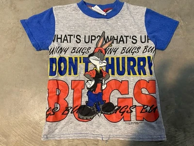 Vintage 90s Bugs Bunny Looney Tunes 1994 Hip Hop Gangster T Shirt Youth Size 4 - Image 1 of 4