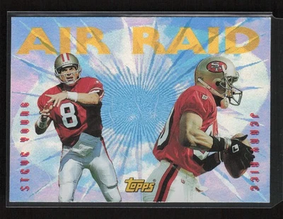 1995 Topps Air Raid #AR1 Steve Young / Jerry Rice San Francisco 49ers - Imagem 1 de 2