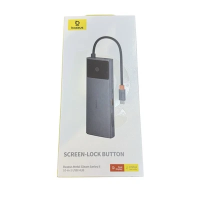 USB Hub 10 In 1  Baseus Metal Gleam SeriesII USB Screen Lock Button New/unopened - Image 1 of 4