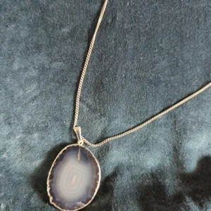 Collar de losa de ágata con cadena y carcasa de plata 925 - Imagen 1 de 20