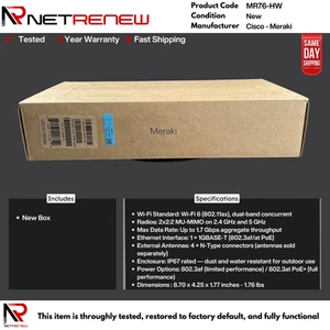 NEW Cisco Meraki MR76-HW Wi-Fi 6 Outdoor Wireless Access Point - Picture 1 of 1